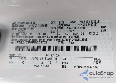 2023 Ford F-150 Xl from USA, damaged, VIN 1FTEX1CP9PKD01722